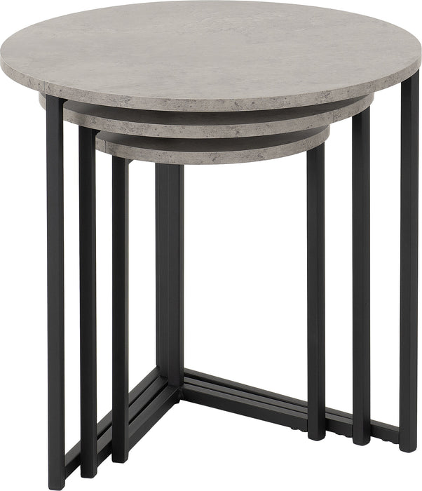 Athens Round Nest of Tables Concrete Effect/Black