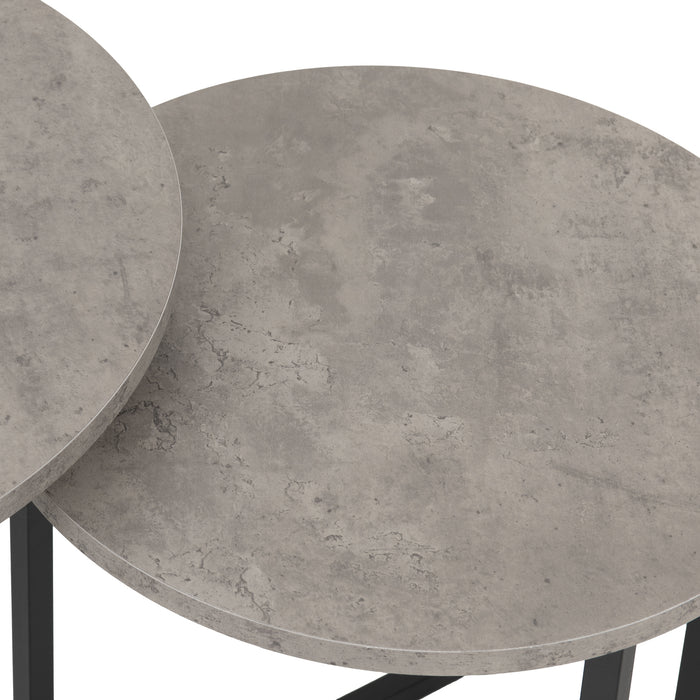 Athens Round Nest of Tables Concrete Effect/Black