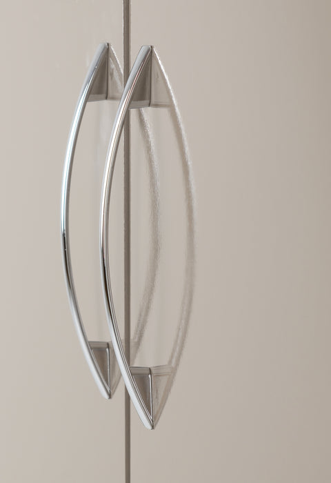 Nevada 2 Door 1 Drawer Wardrobe Oyster Gloss/Light Oak Effect Veneer