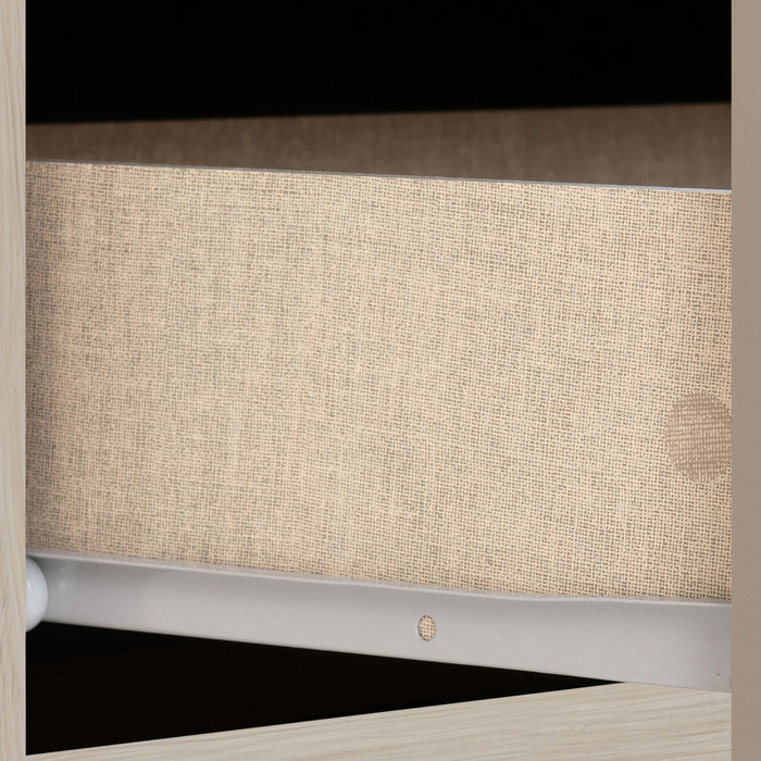 Nevada 3+2 Drawer Chest Oyster Gloss/Light Oak Effect Veneer