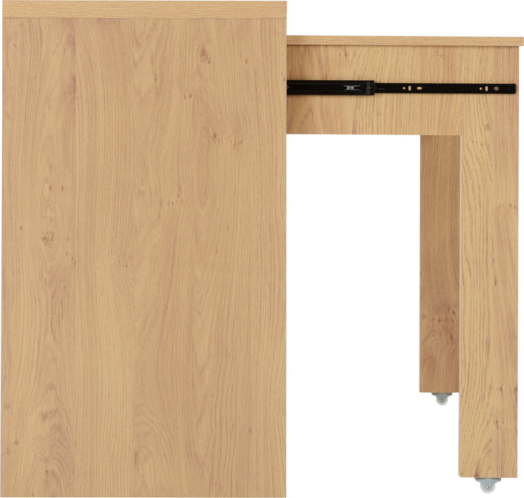 Seville 2 Drawer Slider Desk White High Gloss/Light Oak Effect Veneer