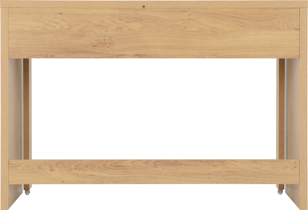 Seville 2 Drawer Slider Desk White High Gloss/Light Oak Effect Veneer